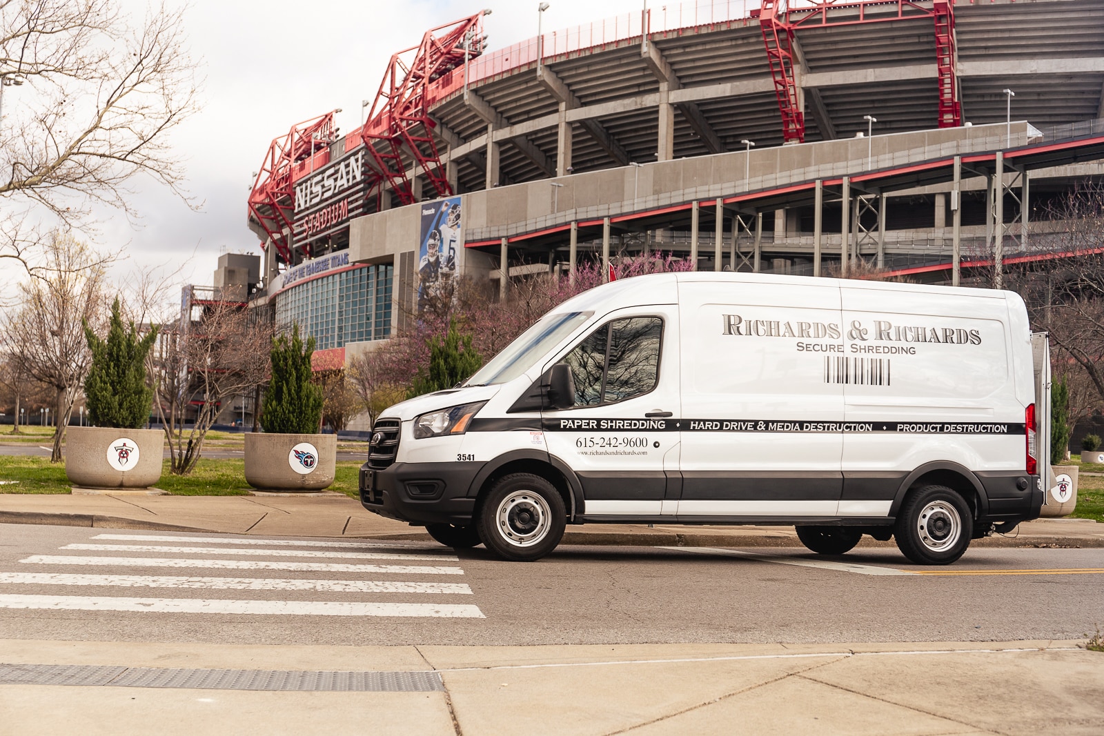 richardsandrichards_secureshredding (7) Richards and richards van driving by nissan stadium