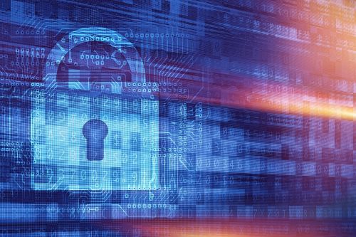 Illustration with Padlock and Cyber Background